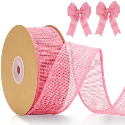 Jute Lint met Draad Roze - 10 Meter Decoratielint voor Knutselen en Cadeaus