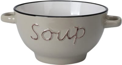 Excellent Houseware soepkom gres - bruin - porselein - D14 cm - serveer/snackschaaltje