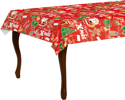 LUQ – Kerst Tafelkleed Motief – Christmas Folie Tafellak – Waterproof Plastic Tafelzeil – Luxe Feest Tafel Versiering