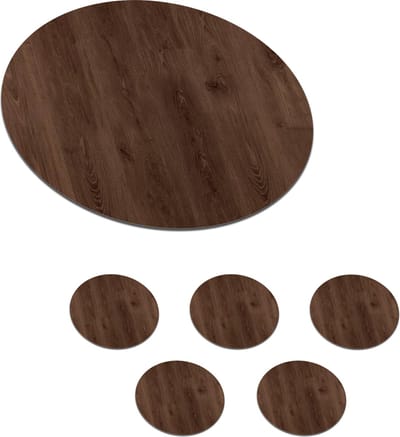 Onderzetters voor glazen - Rond - Bruin - Patronen - Hout - 10x10 cm - Glasonderzetters - 6 stuks