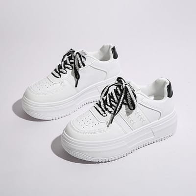 Diksoldige Verhogende Kleine Witte Schoenen Dames Lente en Herfst Nieuwe Mode Veelzijdige Trend Student Casual Board Schoenen Tide 40 zwart