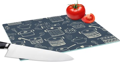 Glazen Snijplank - 28x20 - Patroon - Pannen - Koken - Snijplanken Glas