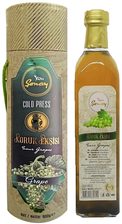 Senay Koruk Ekşisi 600g – 100% Natuurlijk, Koudgeperst & Ongefilterd (Glazen Fles, Luxe Geschenkdoos)
