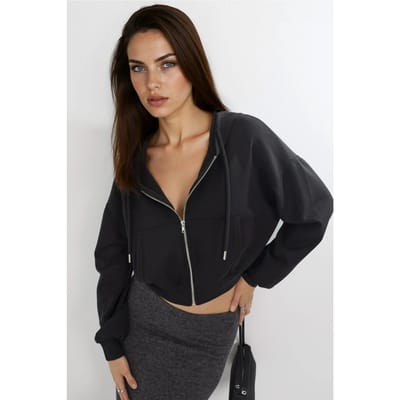 Hooded korte jas met rits