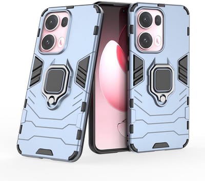 MobyDefend Hoesje - Geschikt voor Oppo Reno13 Pro - Dubbelgelaagde Pantsercase Met Standaard - Blauw