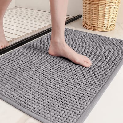 BRENZOOS- Badmat Antislip 40 x 60 cm - Zacht Chenille - Superabsorberend - Veiligheidsmat - Voor Badkuip - Machinewasbaar - Badkamermat