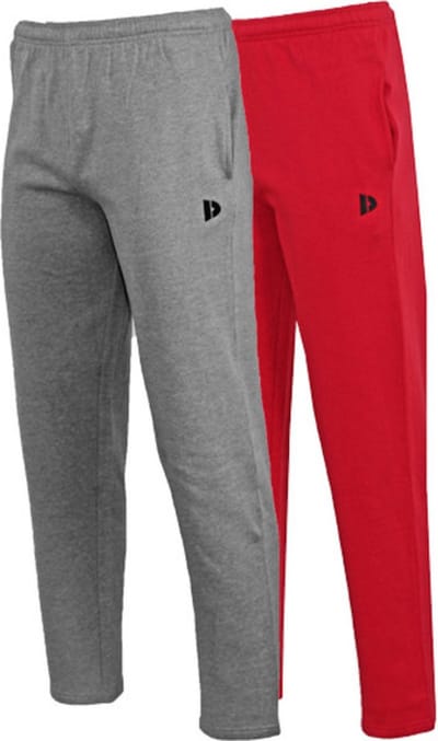 2-Pack Donnay - Joggingbroek rechte pijp (Wess) - Sportbroek - Heren - Silver-marl/Berry Red (489) - maat S
