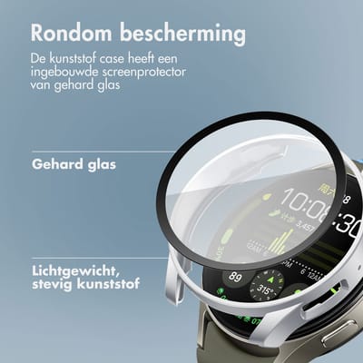 Screen protector - Geschikt voor Samsung Galaxy Watch 7 - 40 mm - Full Cover Hard Case / Beschermend Hoesje - Zilver