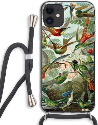 Case Company® - Hoesje met koord geschikt voor iPhone 11 hoesje met Koord - Haeckel Trochilidae - Telefoonhoesje met Zwart Koord - Bescherming aan alle Kanten en Over de Schermrand