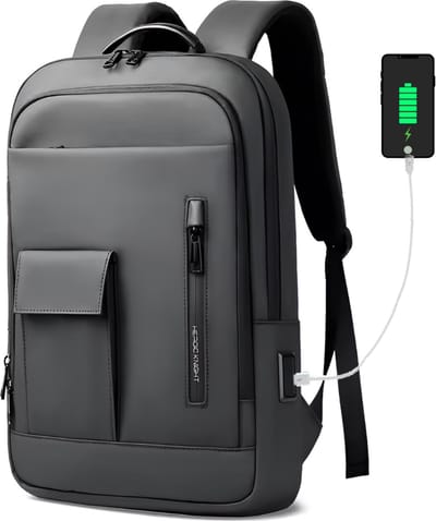 CarryQuest® - Multifunctionele Laptop Rugzak voor Mannen - 15.6" Laptoptas - Grijs- Waterdicht Oxford-materiaal - USB-Oplaadpoort - Lichtgewicht ontwerp