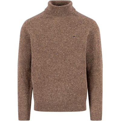 Fynch-Hatton Trui Rollneck Donegal Wool Blend Dark Chocolate / male