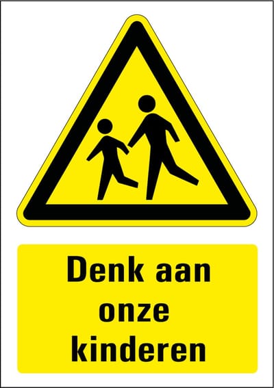 Denk aan onze kinderen sticker 148 x 210 mm
