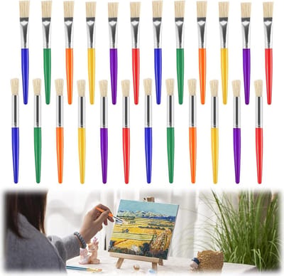 24-delige grote ronde en platte kwastenset voor kleurrijk schilderen - Wasbare verfkwasten voor beginners en kunststudenten