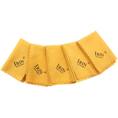 Chiffon de nettoyage et de polissage en microfibre, 5 pièces, pour Instrument de musique, guitare, violon, Piano, trompette 5-Pack jaune