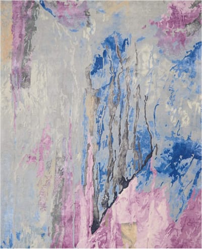 Nourison Prismatic Vloerkleed - 114 x 175 cm - Blauw - Rechthoekig - Wol, Luxcelle - Eetkamer, Woonkamer - Abstract - Design, Eclectisch, Modern