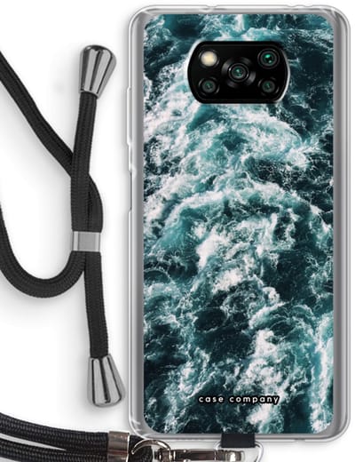 Case Company® - Hoesje met koord geschikt voor Poco X3 Pro hoesje met Koord - Zee golf - Telefoonhoesje met Zwart Koord - Bescherming aan alle Kanten en Over de Schermrand
