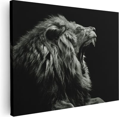 Artaza Canvas Schilderij Leeuwenkop - 40x30 cm - Klein - Muurdecoratie Dierenkop - Wanddecoratie Woonkamer - Kamer Accessoires