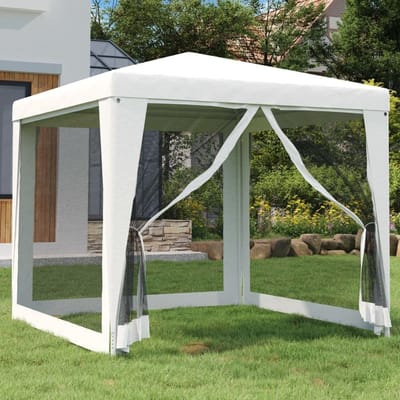 Partytent met zijwanden - Feesttent Gazebo - Outdoor Evenementen - Insectenwering met gaas - 25 x 25 meter - Wit