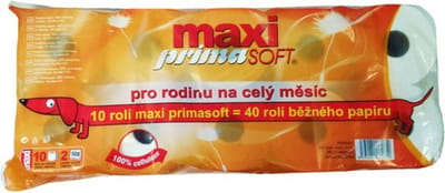 Maxi PrimaSoft Toiletpapier 10 Rollen 2 Lagen 60Meter.