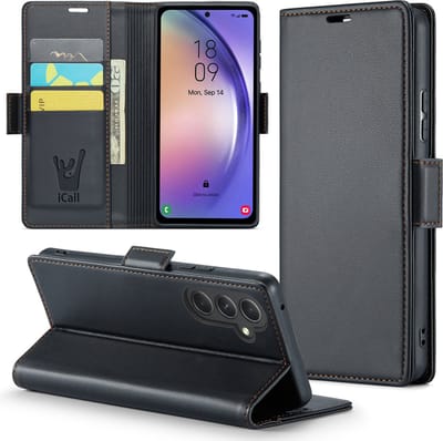 Hoesje geschikt voor Samsung Galaxy A54 - HyperCase Book Cover Kunstleer Zwart