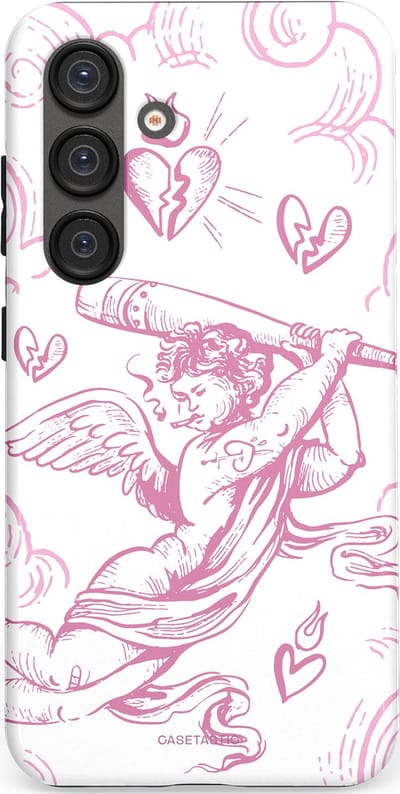 Casetastic Hoesje Geschikt voor Samsung S25 - Stijlvolle Beschermende Duo-layer Case - Engel Roze Liefde