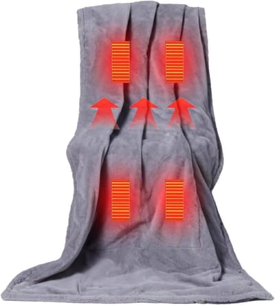 Elektrische deken - Verwarmde wrap - Warm blijven - Zes verwarmingszones - 175 x 90 cm - Grijs