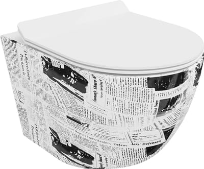 Mexen Lena Rimloze WC-pot met langzaam sluitende slanke zitting, duroplast, wit patroon - 30224099