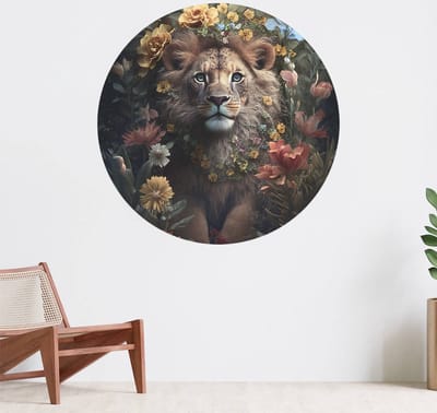 Muurcirkel zelfklevend behang - Bloemenkroon van de Jungle - Wanddecoratie - 080cm behangcirkel - Ronde sticker voor aan de muur - Behangsticker verkrijgbaar in verschillende formaten