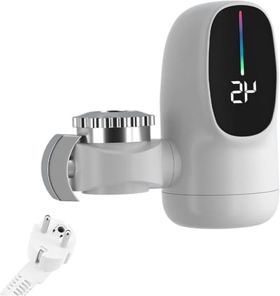 Doorstroomboiler Kraan - Warmwaterkraan Elektrisch - Direct Warm Water - LED Temperatuurweergave - 11.9 cm Breed - Wit