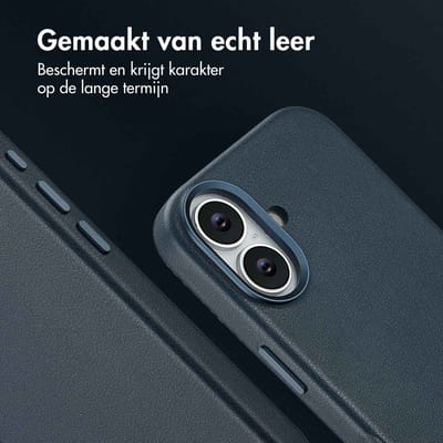 Accezz Hoesje - Geschikt voor iPhone 17 - geschikt voor MagSafe Leather Backcover - Nightfall Blue