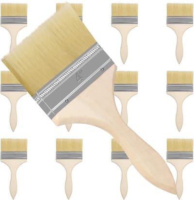 Dailygoods- Verfkwasten Set van 12 - Kwastkop 101,6mm - Totale Maat 21,5cm - Geschikt voor Chip Painting - Siliconen - Gesso - Vernissen - Kwastenset