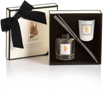 La Fann - Mini Luxuries Home Gift Set Kamergeur met roos en vanille op stokje 100 ml en geurkaars 70 g