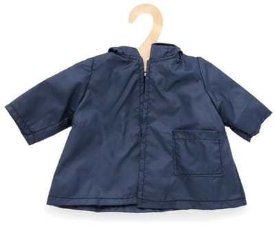 Asi poppenkleding regenjas klassiek navy blauw poppenaccessoire.