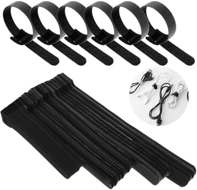 Dailygoods - Kabelbinders - Herbruikbare Velcro Strips - Desk Organisatie - Zwart - Kabel Organiser - Perfect voor Kabelbeheer en Desk Management - 70...