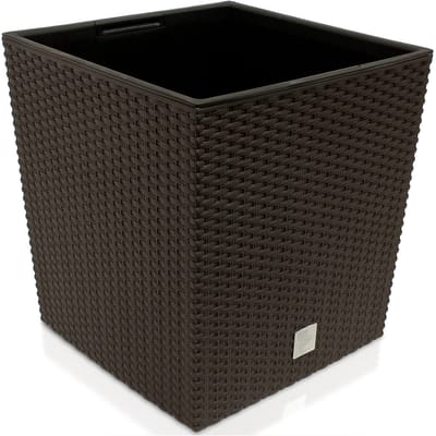 Deuba Bloempot Binnenbak Handgrepen Outdoor Rotan 35 Liter Donkerbruin 2 stuks