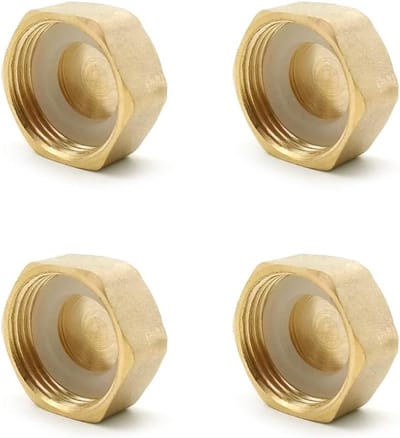 4-delige Messing Sluitdoppen voor 3/4 Inch Slangen met Dichtingen - Ideaal voor Waterafvoer en Tuinonderhoud