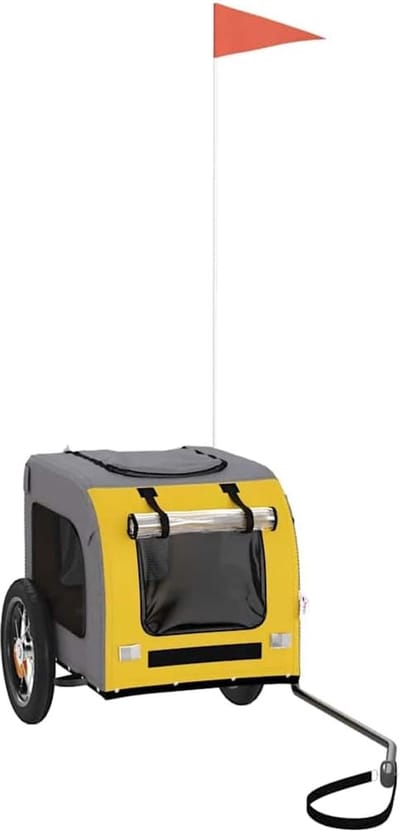Hondenfietskar - Dierenkar - Veilig Vervoer - Waterafstotend - 124 x 53 x 53 cm - Geel Grijs