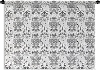 Wandkleed - Wanddoek - Inca - Rituelen - Maskers - Patroon - 120x90 cm - Wandtapijt