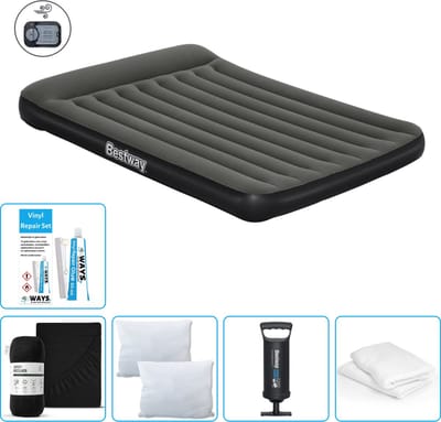 Bestway luchtbed - 2-Persoons - 152 x 203 x 30 cm - Groen - Inclusief pomp - Hoeslaken - Kussen - Kussenbeschermer - Pomp en Reparatieset