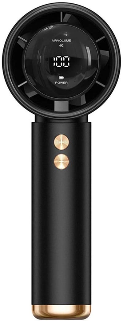 Draagbare handventilator - krachtige mini-turbineventilator met hoge snelheid - 100 windsnelheden - digitaal display - oplaadbare batterij van 1200 mAh - geschikt voor kamperen en reizen (zwart).