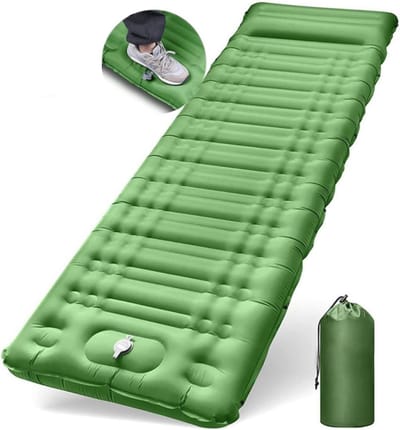 Zelfopblaasbare Slaapmat - Luchtbed Kamperen - Buiten Overnachten - 12cm Dik Comfort - 195x66cm - Groen