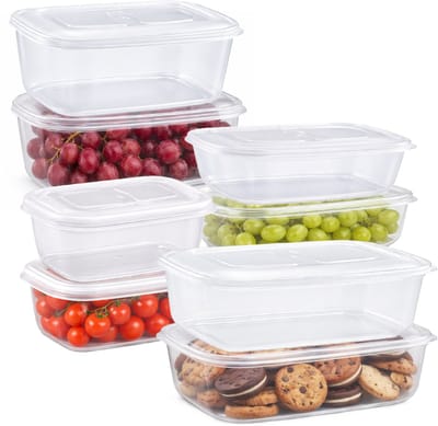 Plasticforte Vershoudbakjes set Classic - 8x stuks - vriezer en magnetron - kunststof - diverse maten - 500-800-1200-1800 ml - nestbaar
