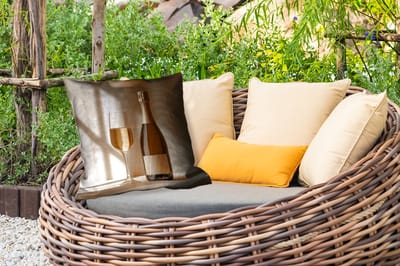 Buitenkussen Weerbestendig - Champagne - Beige - Schaduw - Bubbels - 50x50 cm