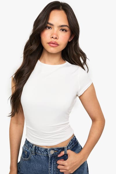 boohoo Dames Superzacht Cap Sleeve Fitted T-shirt | White | Maat: 6