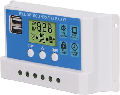 Zonnelaadregelaar - LCD Display - Efficiënt Opladen - Driefasig PWM Beheer - 10A - Wit