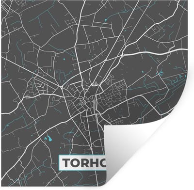 Muurstickers - Sticker Folie - Plattegrond – Torhout – Blauw – Stadskaart - Kaart - België - 100x100 cm - Plakfolie - Muurstickers Kinderkamer - Zelfklevend Behang XXL - Zelfklevend behangpapier - Stickerfolie