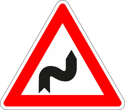 S bocht rechts sticker, J4 50 mm - 10 stuks per kaart