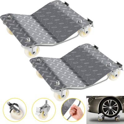 NAVOBIZ Auto wiel dolly - Auto dolly - Auto movers - 360° draaibare zwenkwielen - 1000 kg draagvermogen - Antislip - Zilver