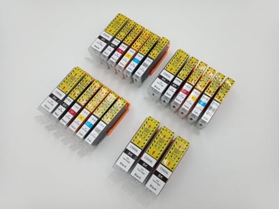 KATRIZ® huismerk inkt voor Canon 6X PGI550XLBK + 3X CLI551XLBK + 3X CLI551XL Cyaan + 3X CLI551XL Magenta + 3X CLI551XL Geel + 3x CLI551Grijs (21stuks)  - Met chip
