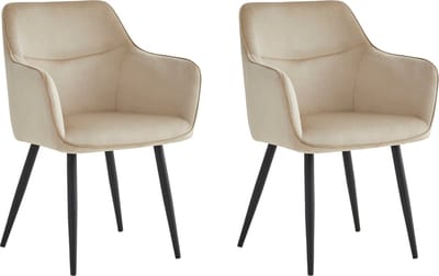 Colenis® - City Eetkamerstoel - Set Van 2 - Beige - Velvet - Industrieel - Stoel - Design - Armleuningen